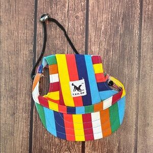 Tail Up Dog Hat with Ear Holes and Neck Strap
